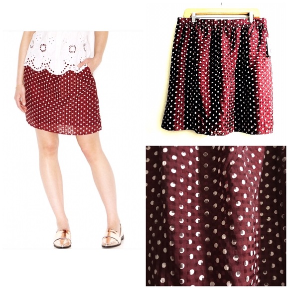 Maison Jules Skirt New With Tags Lightweight Lined Skirt Polka Dot Size XL - Picture 6 of 6